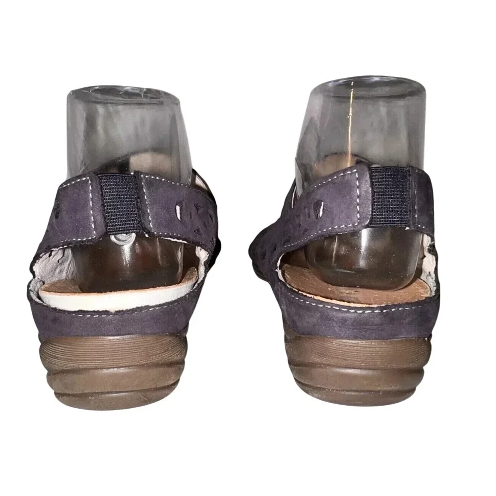 Ara Blue Nubuck Leather Laser Cut Mary Jane Slingback Shoes Womens Size 8.5
